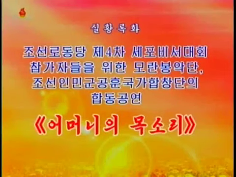 조선로동당 제4차 세포비서대회 참가자들을 위한 모란봉악단, 조선인민군공훈국가합창단의 합동공연 《어머니의 목소리》